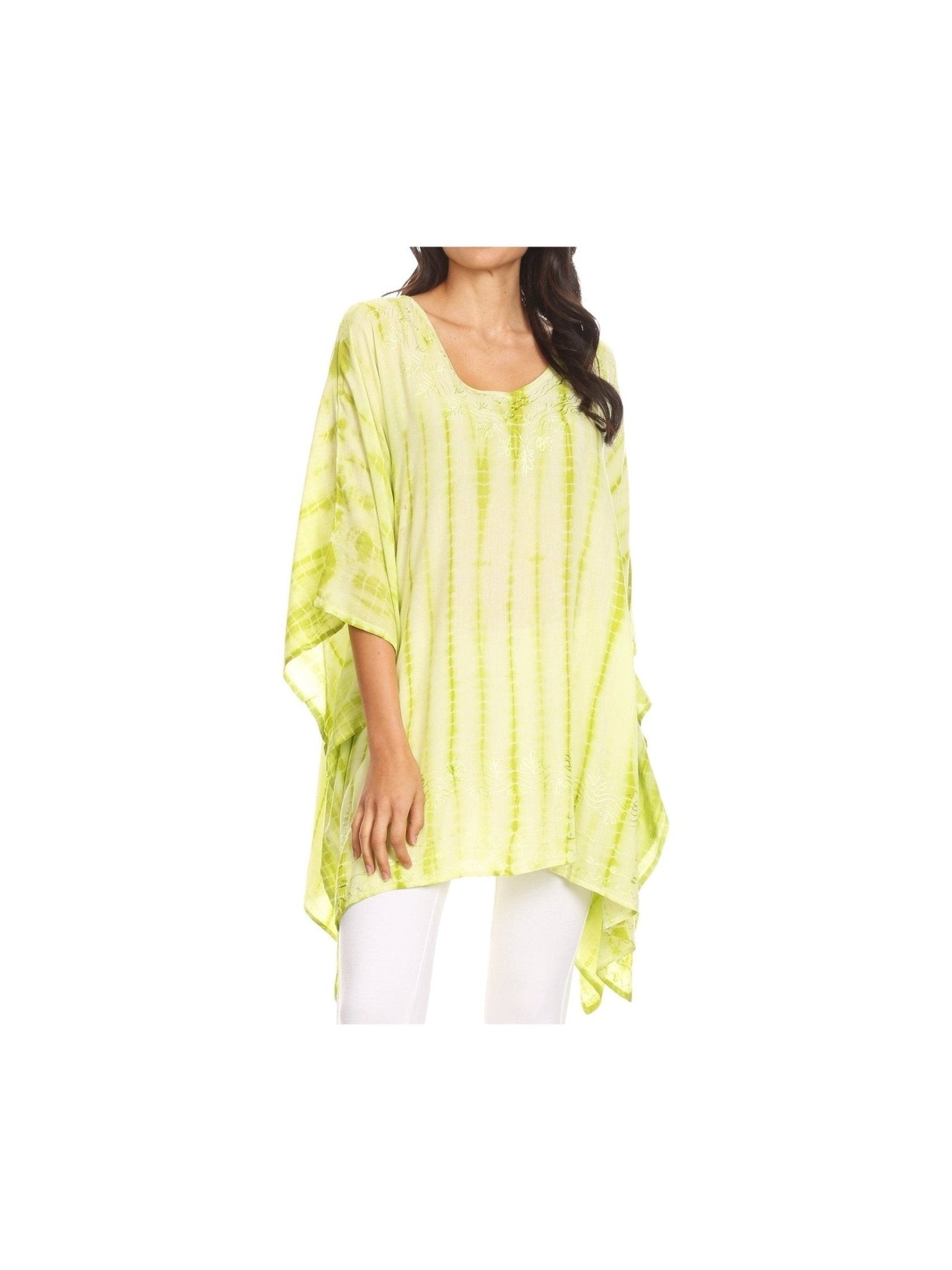 Sakkas Wren Lightweight Circle Poncho Top Blouse With Detailed Embroidery - Courbe et Compagnie