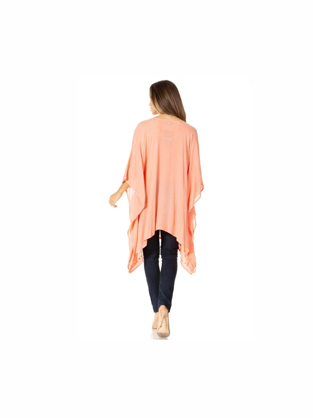 Sakkas Wren Lightweight Circle Poncho Top Blouse With Detailed Embroidery - Courbe et Compagnie