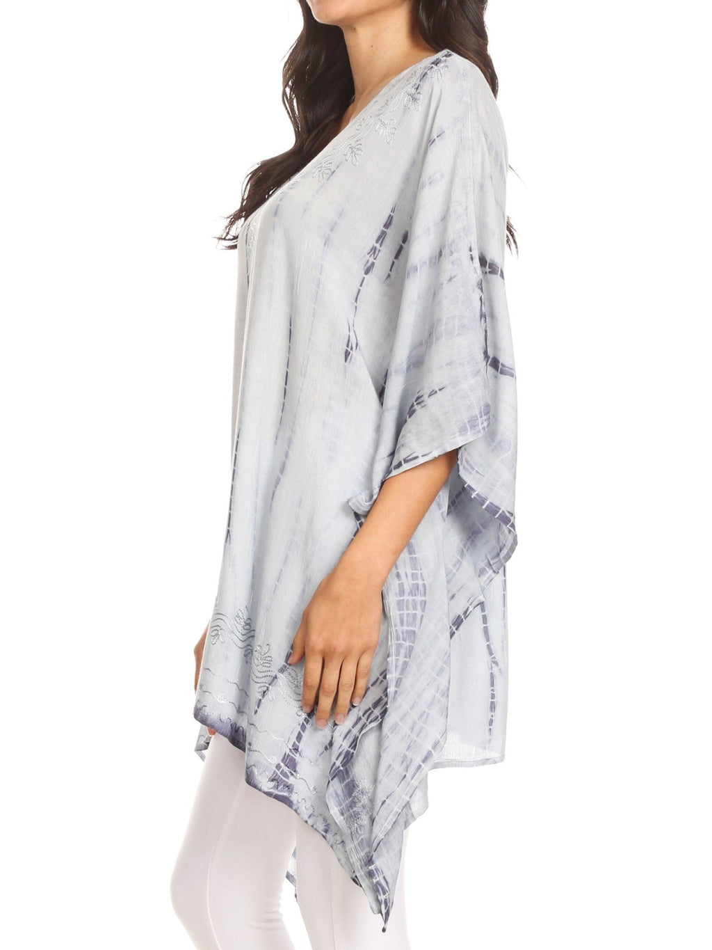 Sakkas Wren Lightweight Circle Poncho Top Blouse With Detailed Embroidery - Courbe et Compagnie