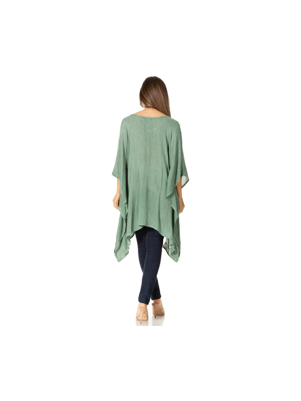 Sakkas Wren Lightweight Circle Poncho Top Blouse With Detailed Embroidery - Courbe et Compagnie