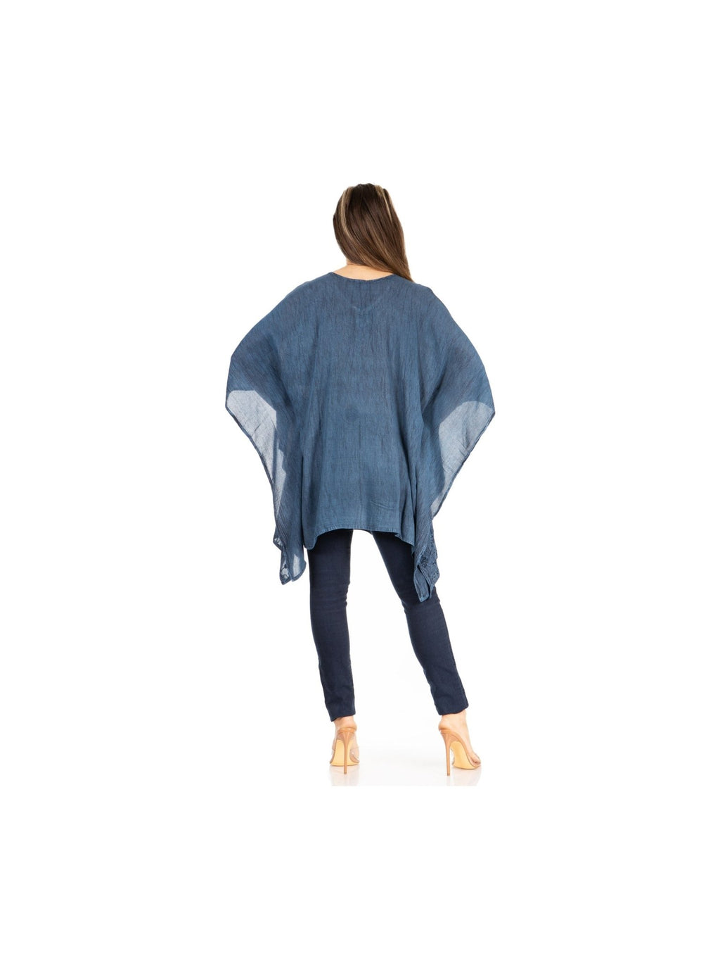 Sakkas Wren Lightweight Circle Poncho Top Blouse With Detailed Embroidery - Courbe et Compagnie