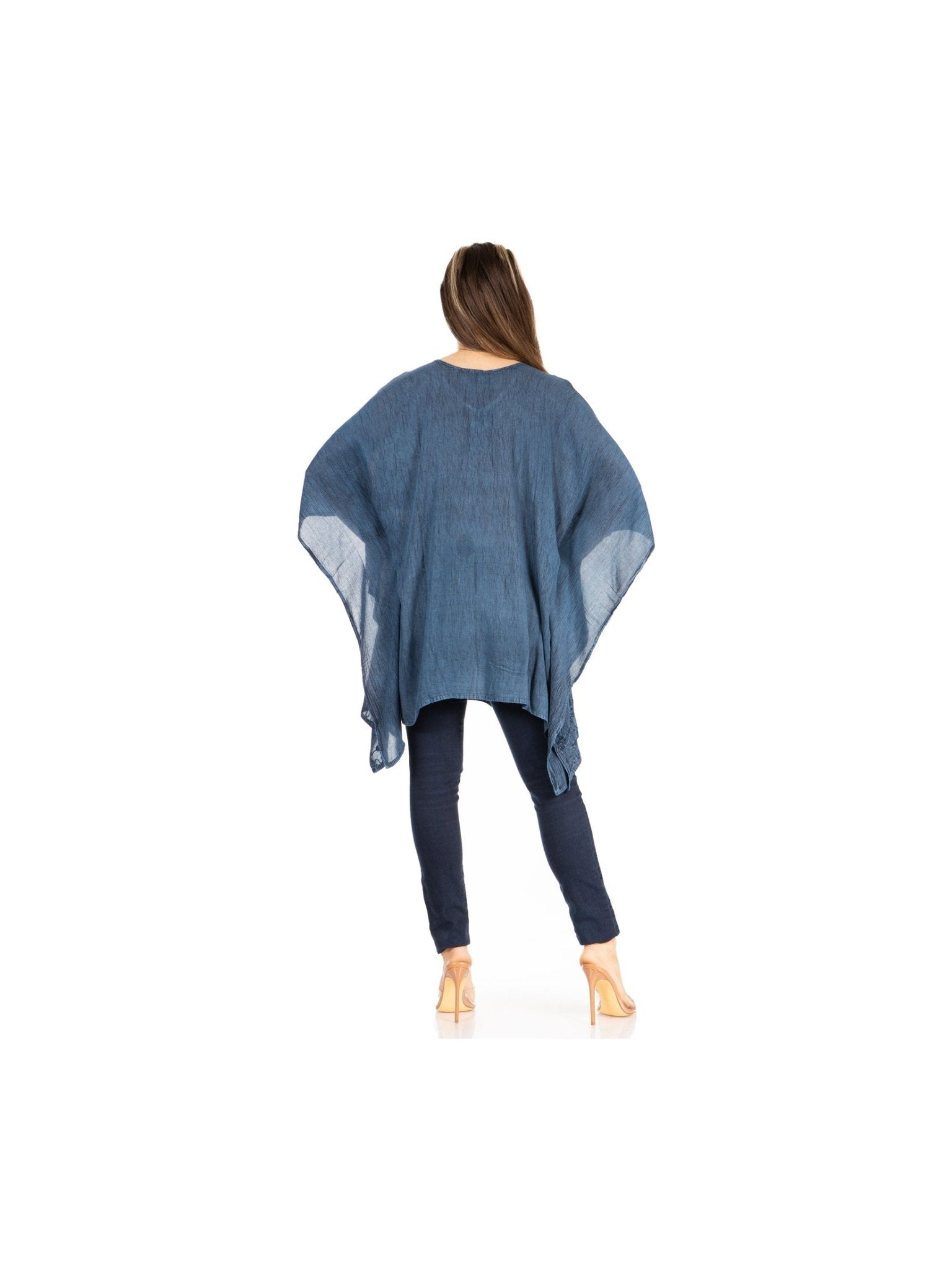 Sakkas Wren Lightweight Circle Poncho Top Blouse With Detailed Embroidery - Courbe et Compagnie