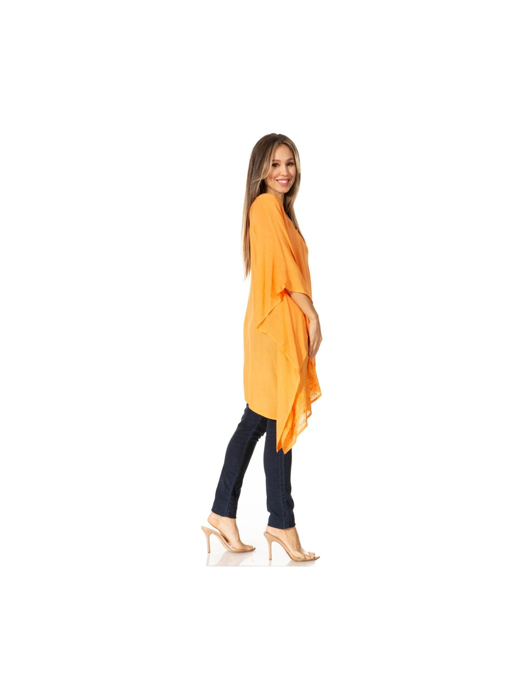 Sakkas Wren Lightweight Circle Poncho Top Blouse With Detailed Embroidery - Courbe et Compagnie
