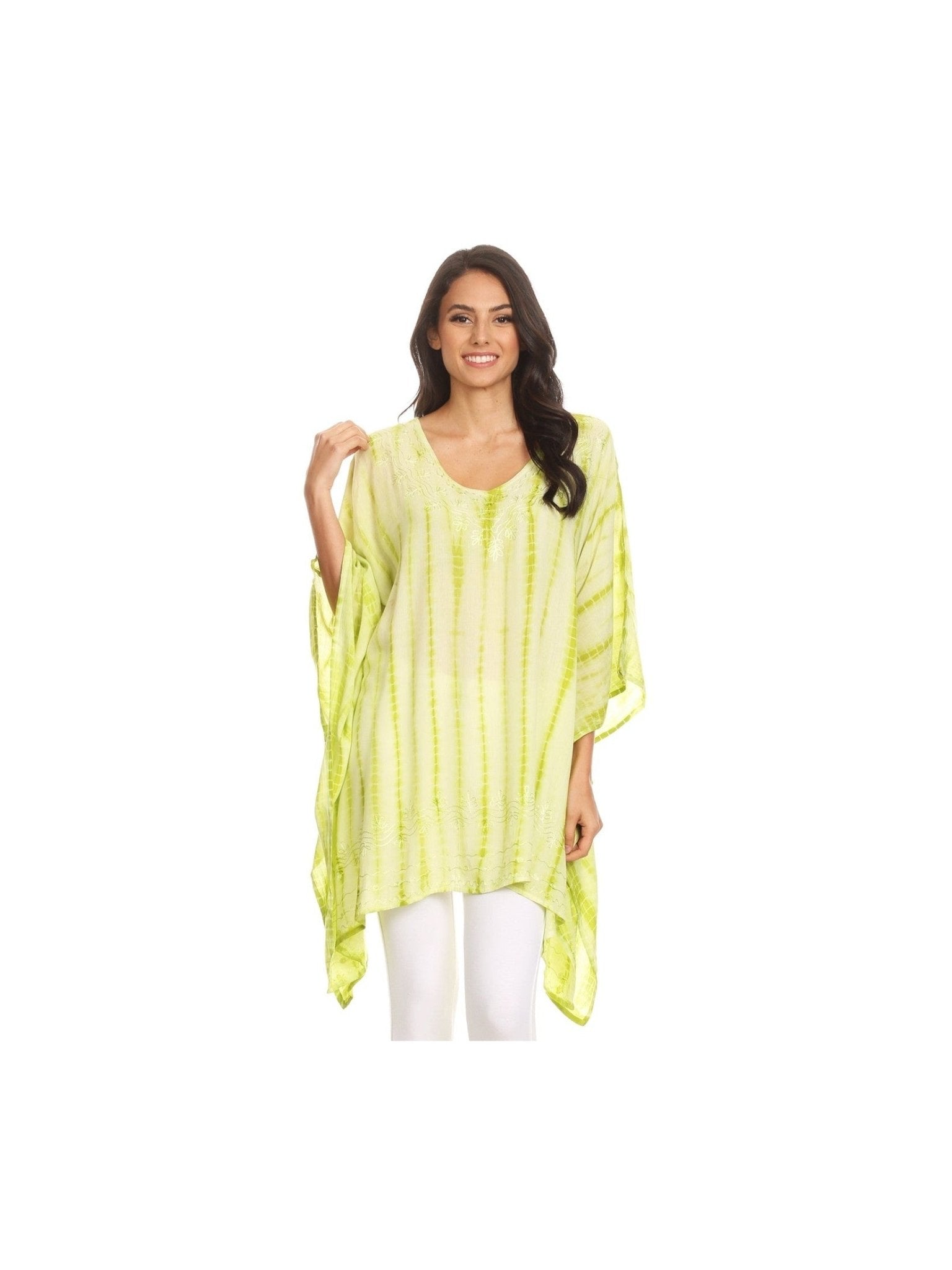 Sakkas Wren Lightweight Circle Poncho Top Blouse With Detailed Embroidery - Courbe et Compagnie