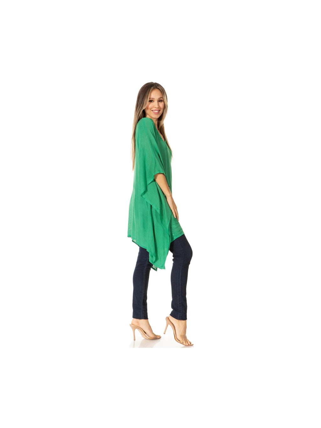 Sakkas Wren Lightweight Circle Poncho Top Blouse With Detailed Embroidery - Courbe et Compagnie