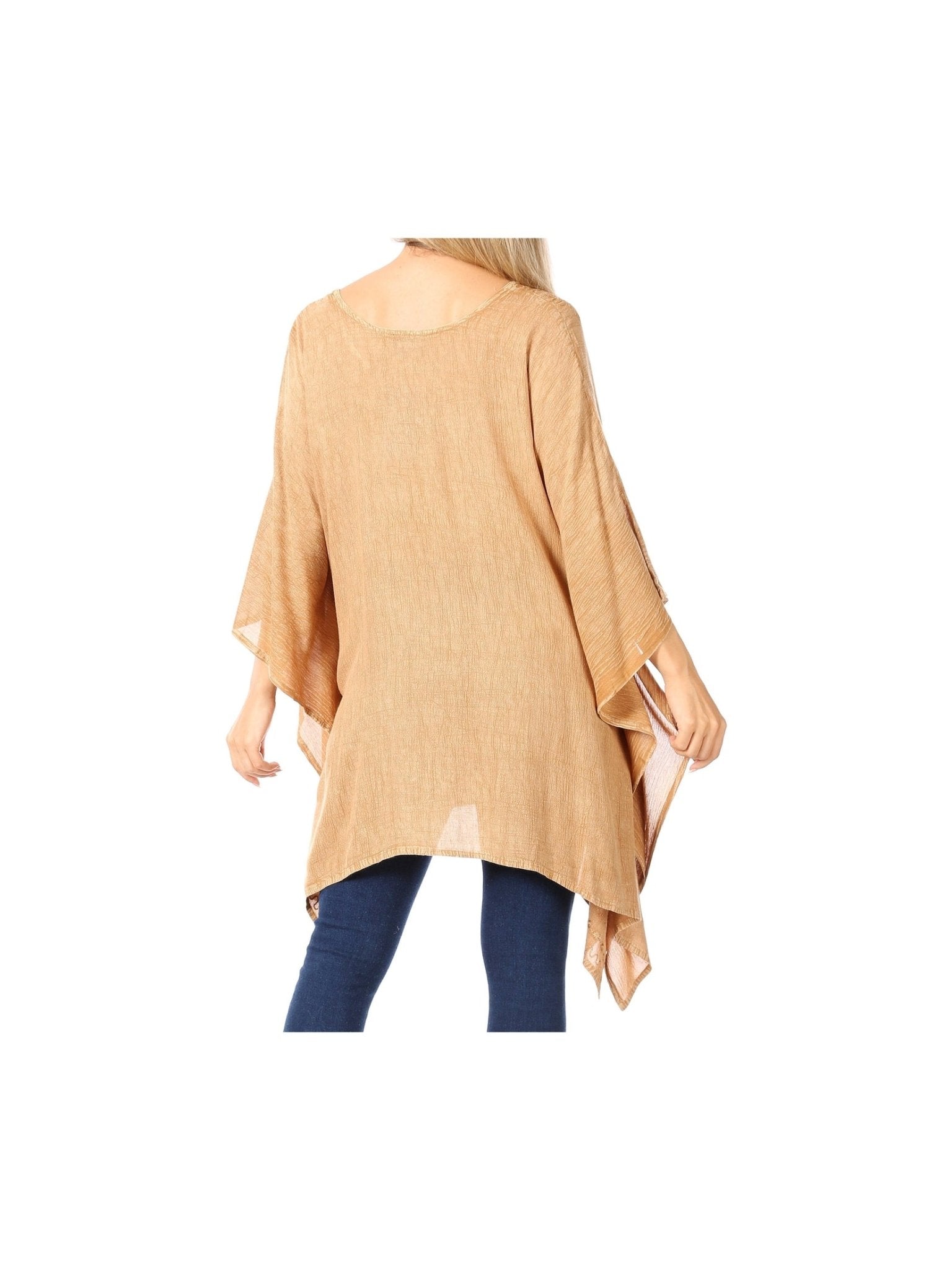 Sakkas Wren Lightweight Circle Poncho Top Blouse With Detailed Embroidery - Courbe et Compagnie