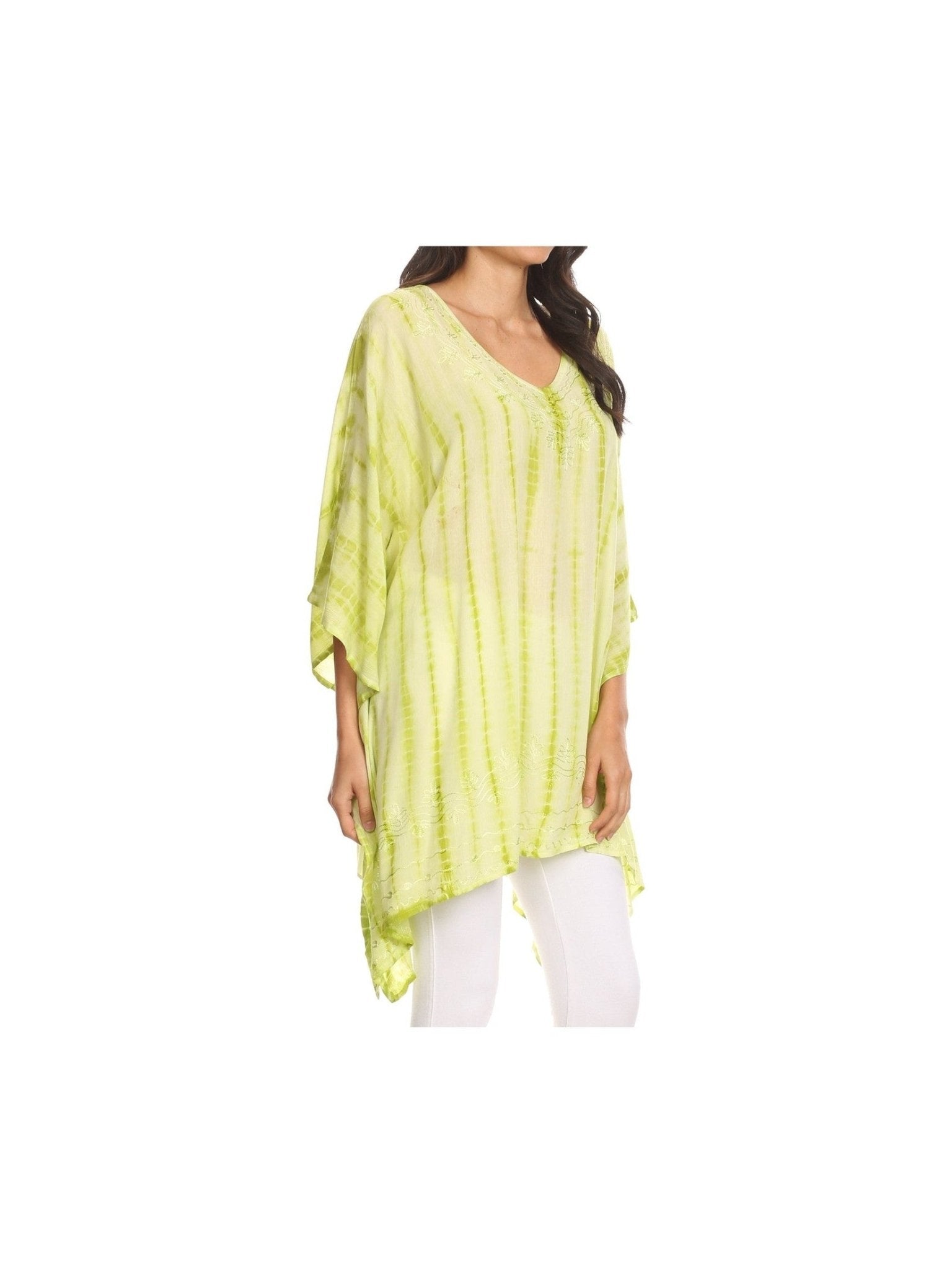 Sakkas Wren Lightweight Circle Poncho Top Blouse With Detailed Embroidery - Courbe et Compagnie