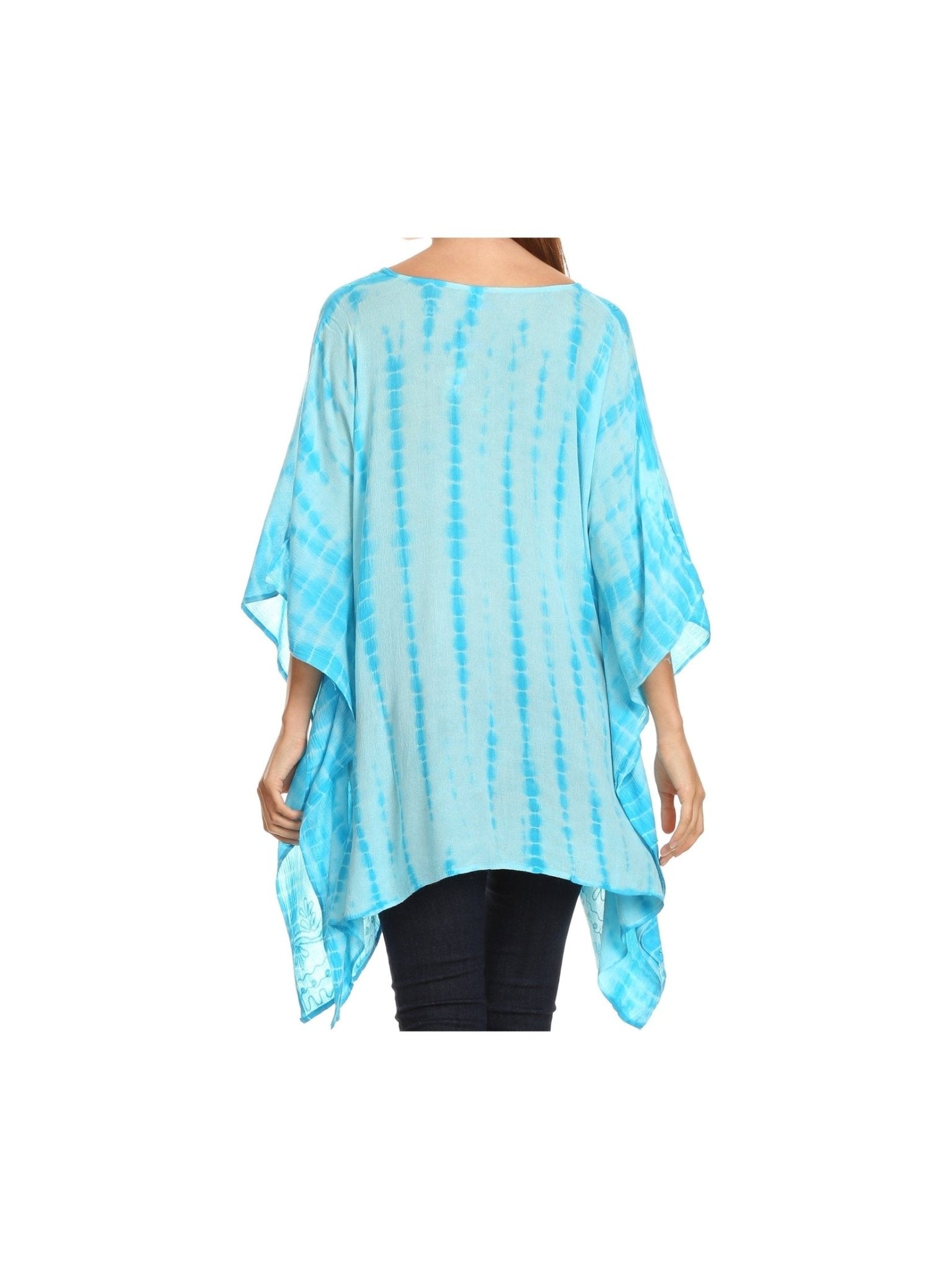 Sakkas Wren Lightweight Circle Poncho Top Blouse With Detailed Embroidery - Courbe et Compagnie