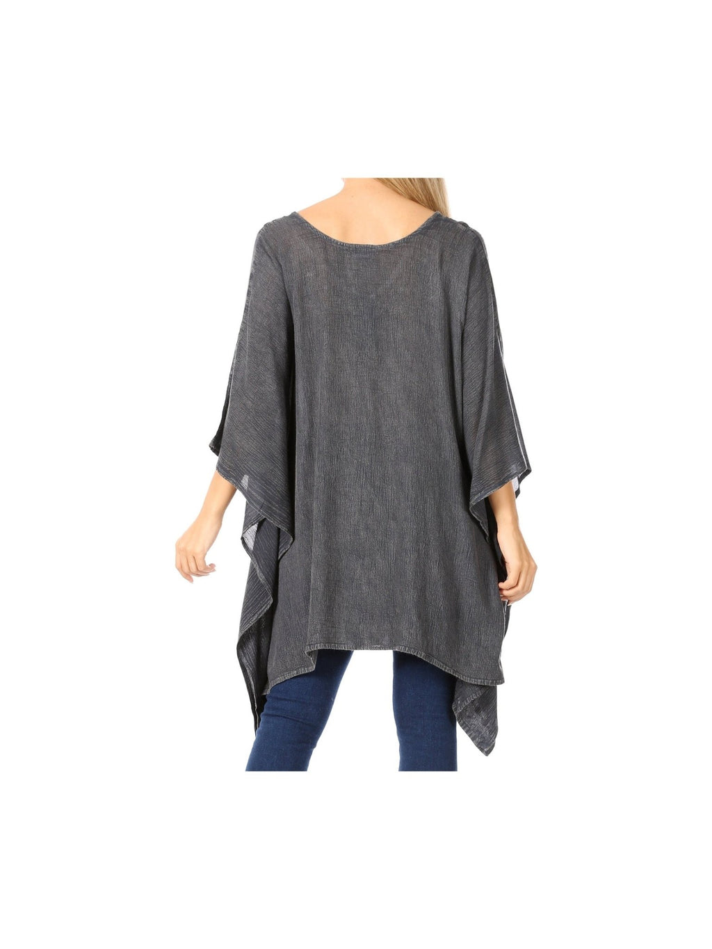 Sakkas Wren Lightweight Circle Poncho Top Blouse With Detailed Embroidery - Courbe et Compagnie