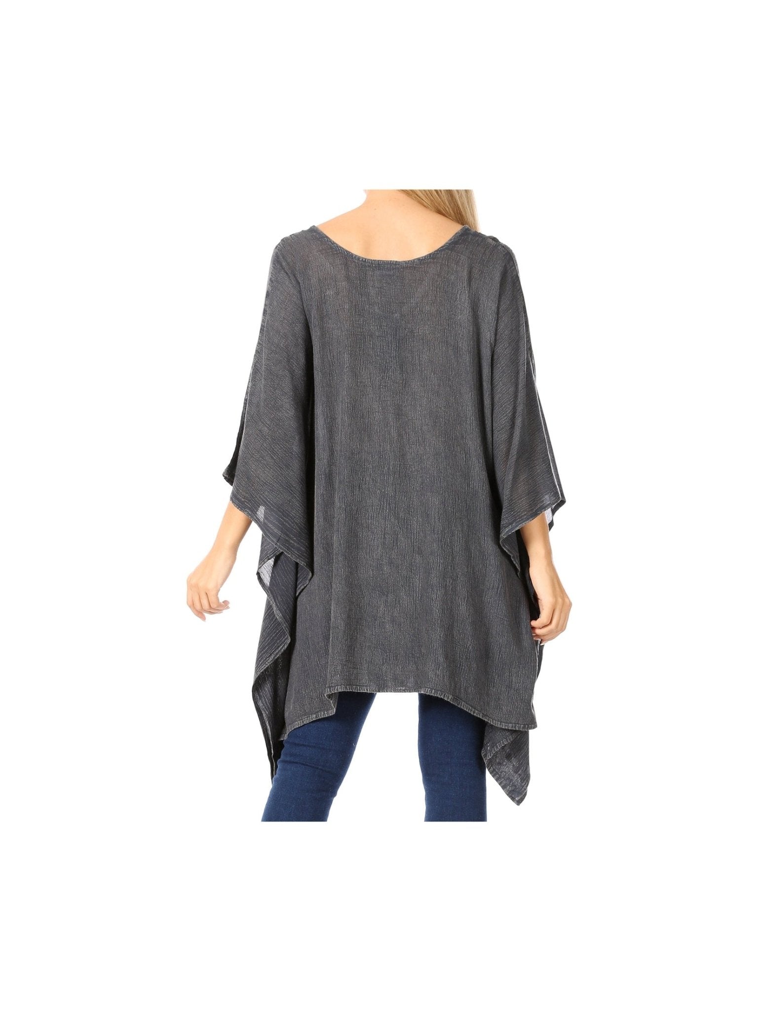 Sakkas Wren Lightweight Circle Poncho Top Blouse With Detailed Embroidery - Courbe et Compagnie