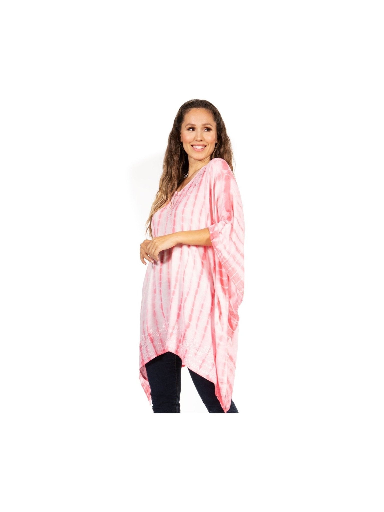 Sakkas Wren Lightweight Circle Poncho Top Blouse With Detailed Embroidery - Courbe et Compagnie