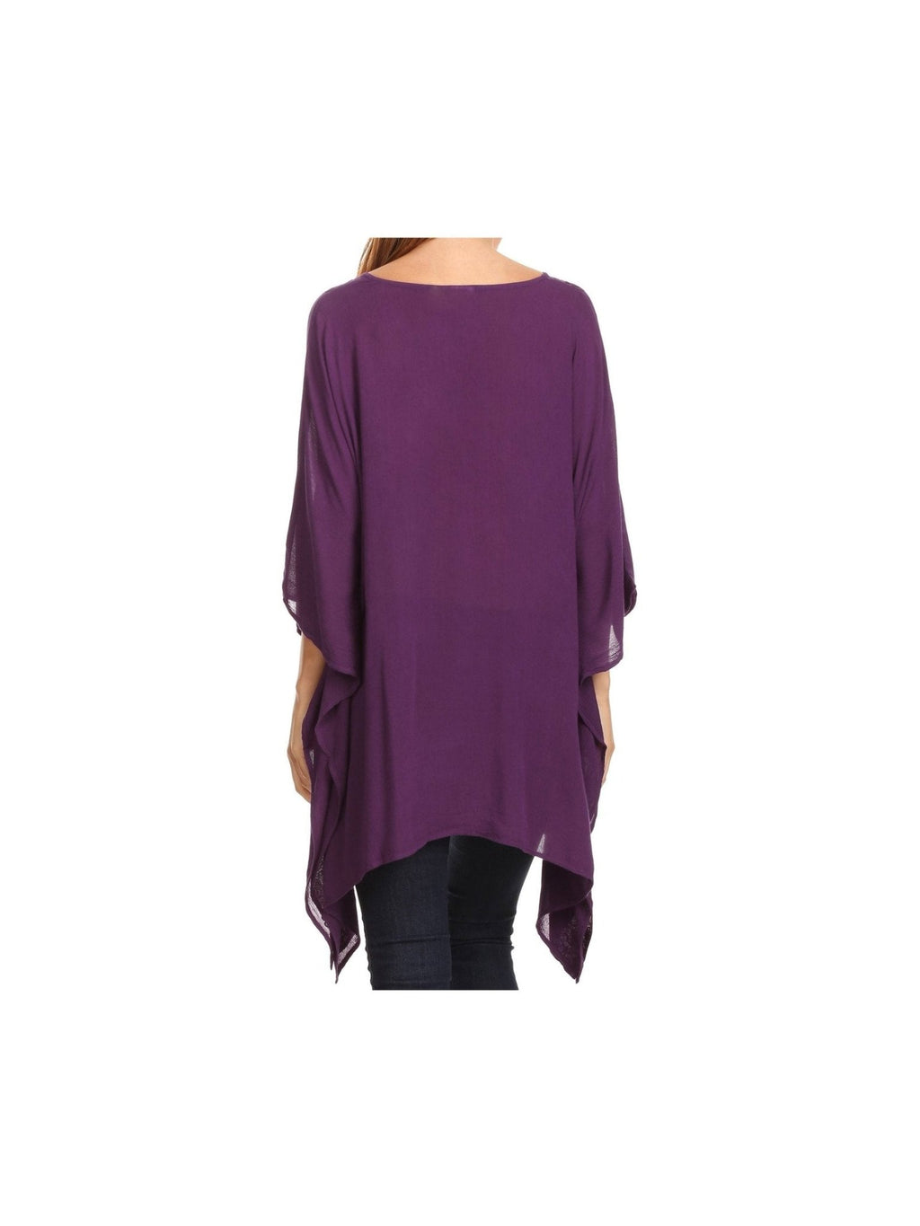 Sakkas Wren Lightweight Circle Poncho Top Blouse With Detailed Embroidery - Courbe et Compagnie