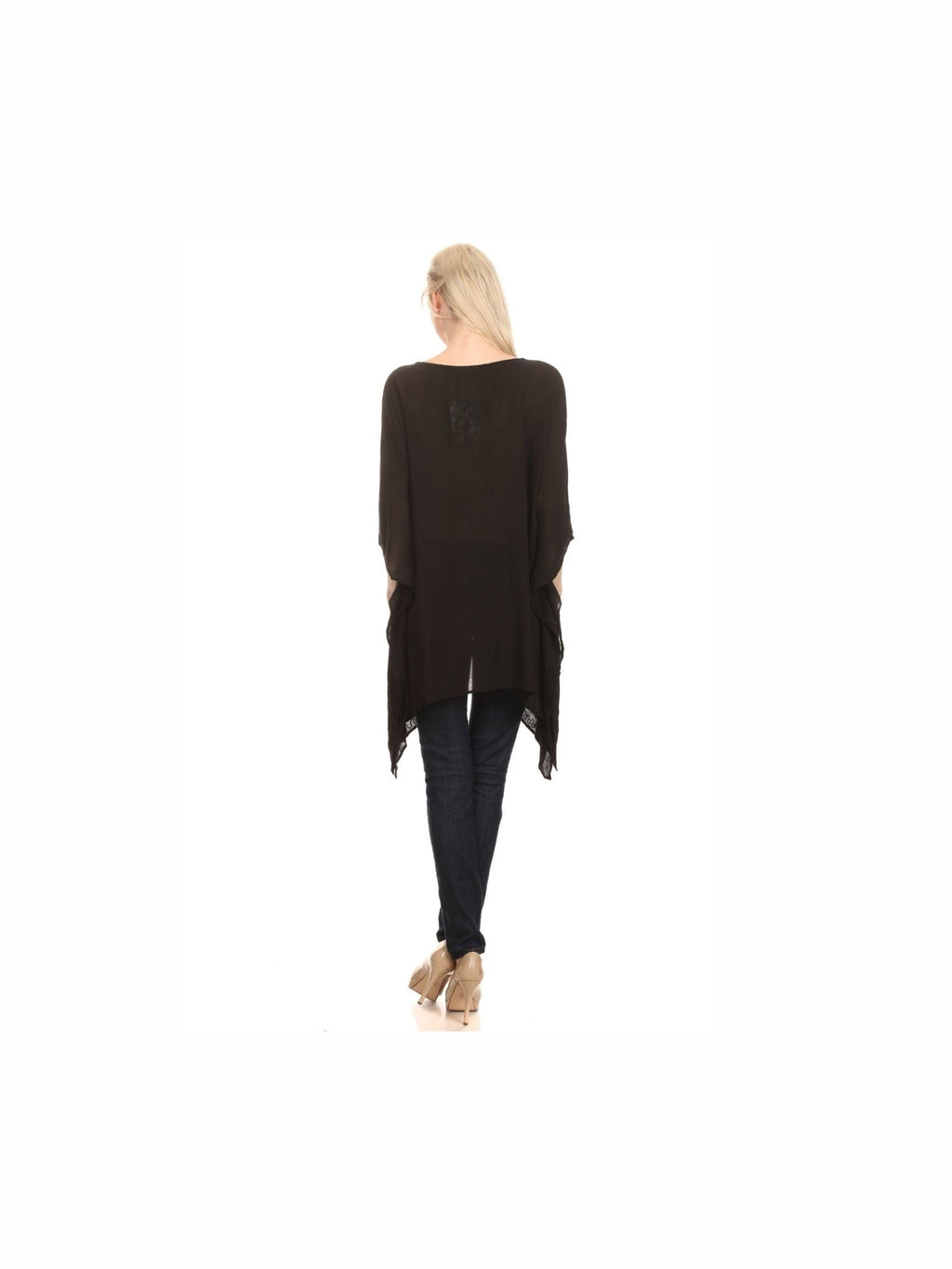 Sakkas Wren Lightweight Circle Poncho Top Blouse With Detailed Embroidery - Courbe et Compagnie