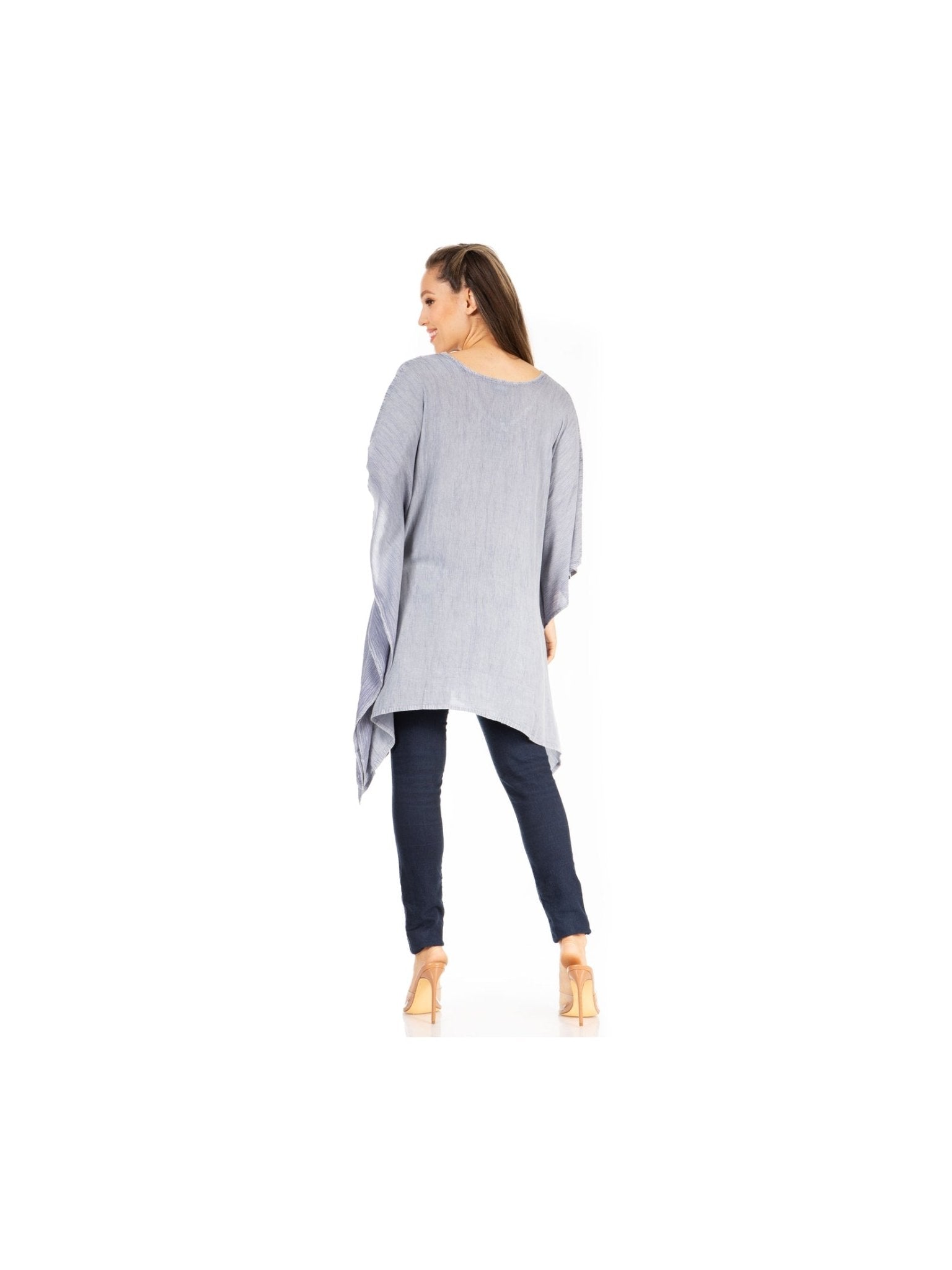 Sakkas Wren Lightweight Circle Poncho Top Blouse With Detailed Embroidery - Courbe et Compagnie