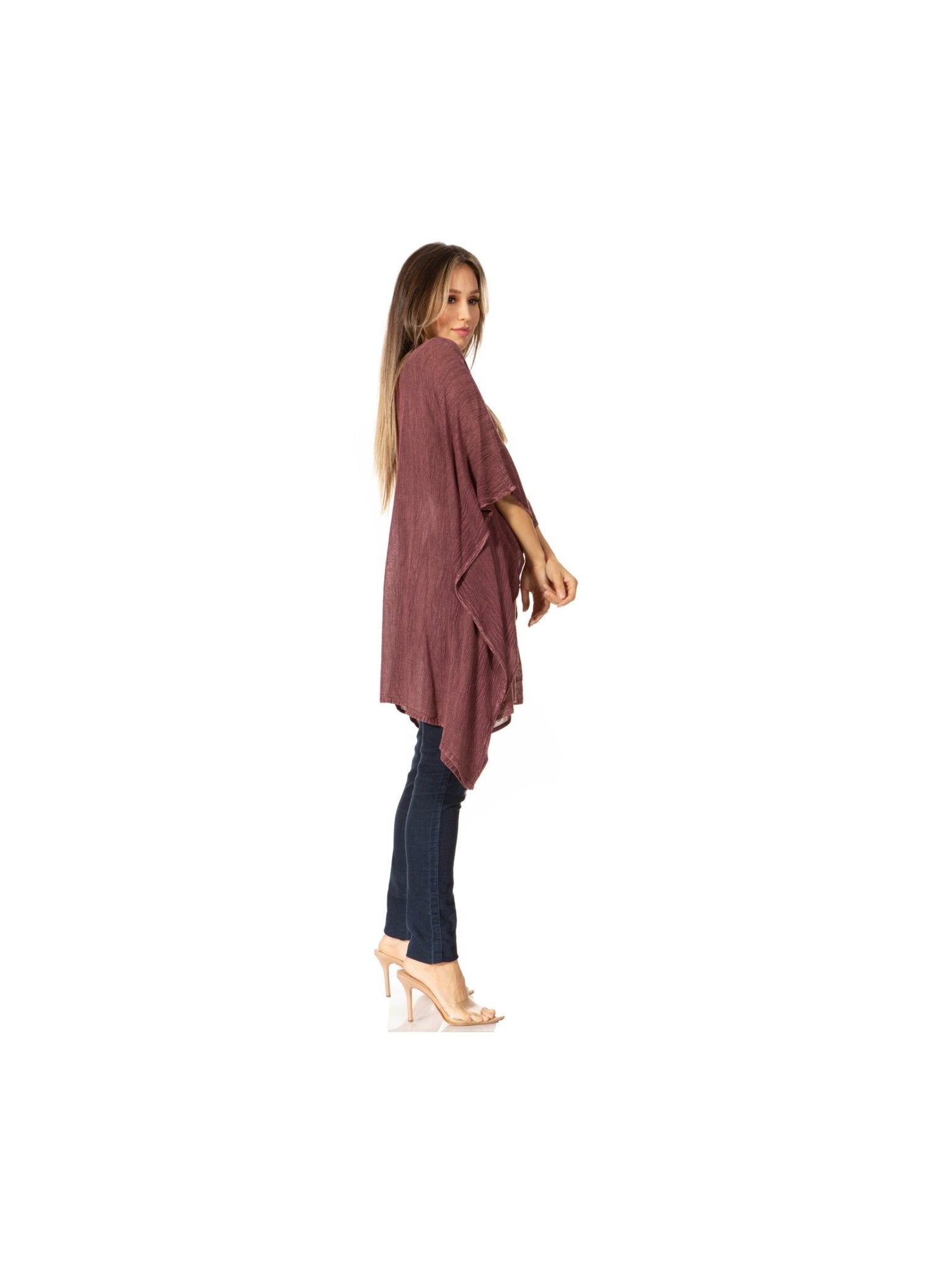 Sakkas Wren Lightweight Circle Poncho Top Blouse With Detailed Embroidery - Courbe et Compagnie