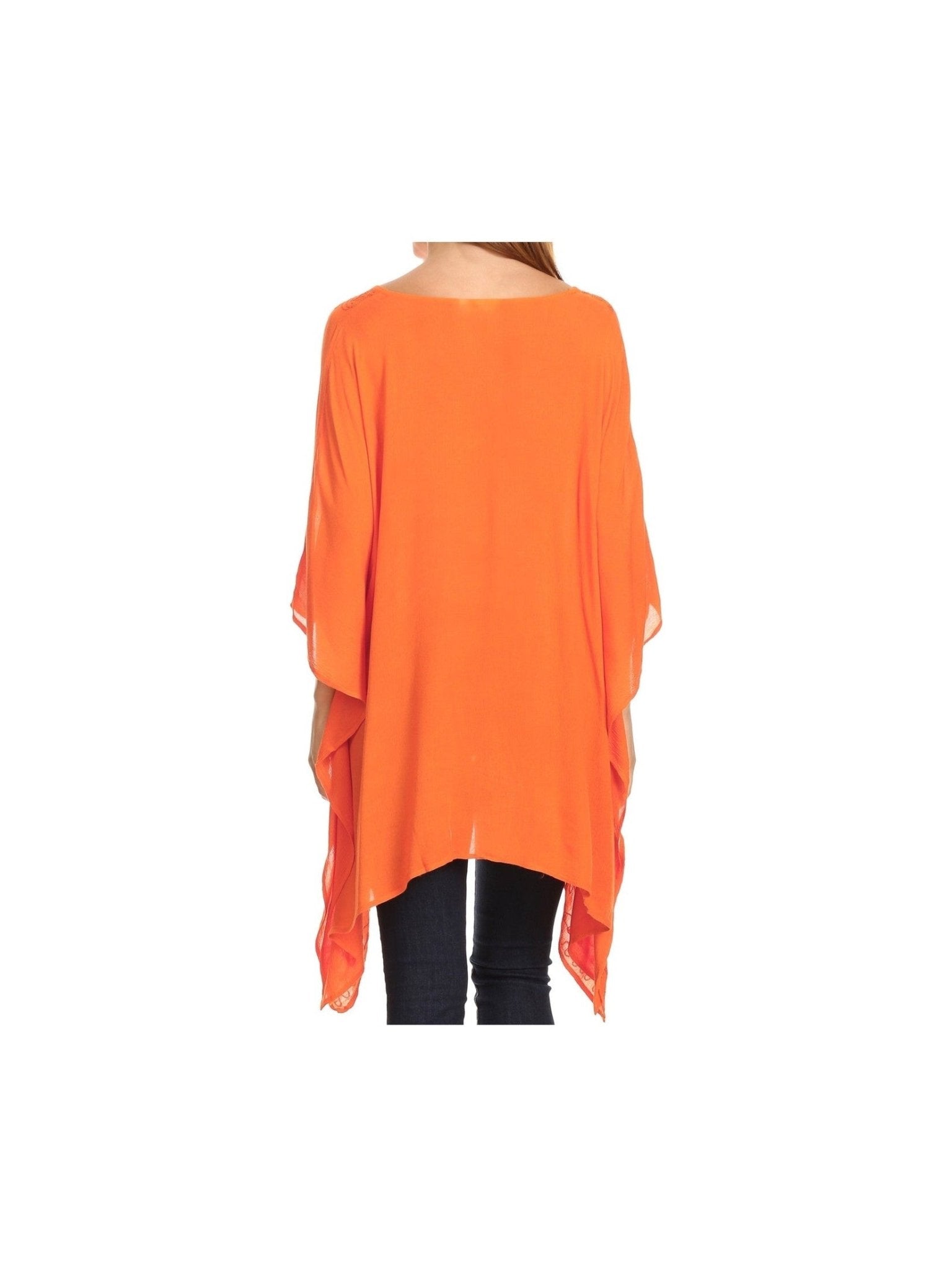 Sakkas Wren Lightweight Circle Poncho Top Blouse With Detailed Embroidery - Courbe et Compagnie