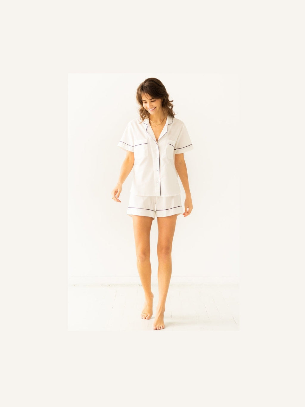 SALUA Classic Shorties Pajamas in Woven Cotton - Courbe et Compagnie