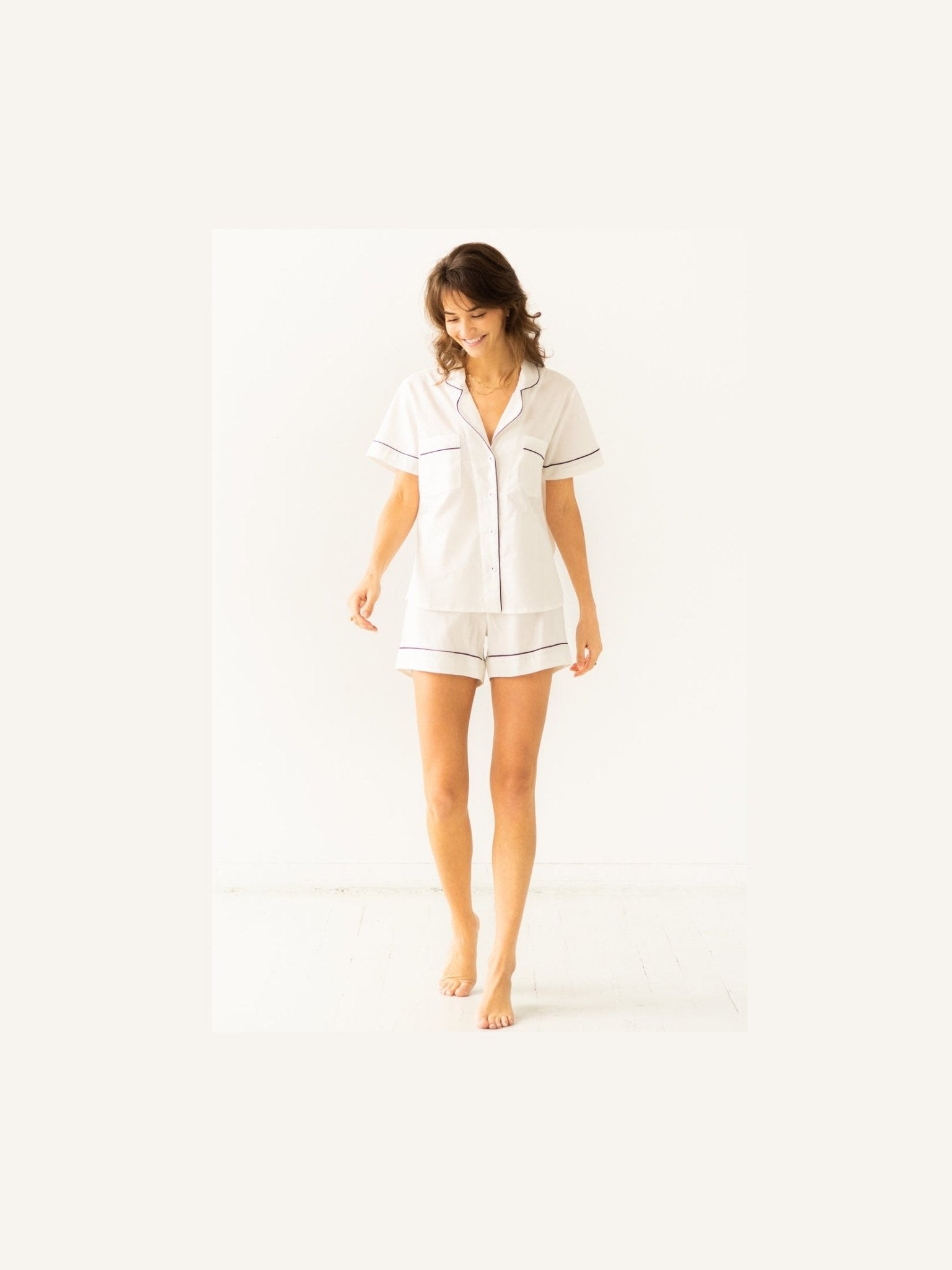 SALUA Classic Shorties Pajamas in Woven Cotton - Courbe et Compagnie