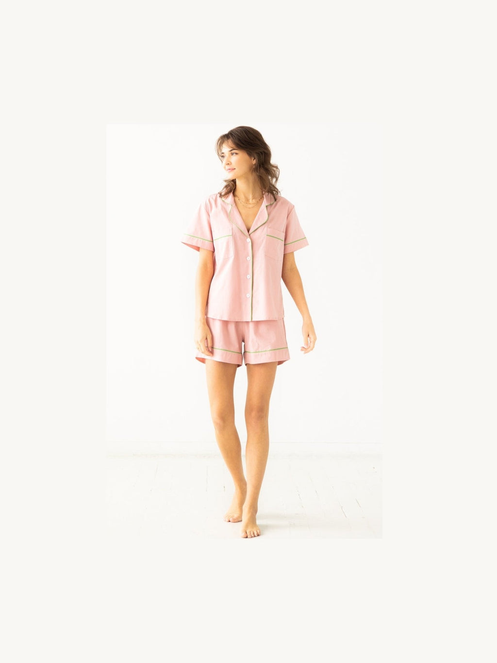 SALUA Classic Shorties Pajamas in Woven Cotton - Courbe et Compagnie