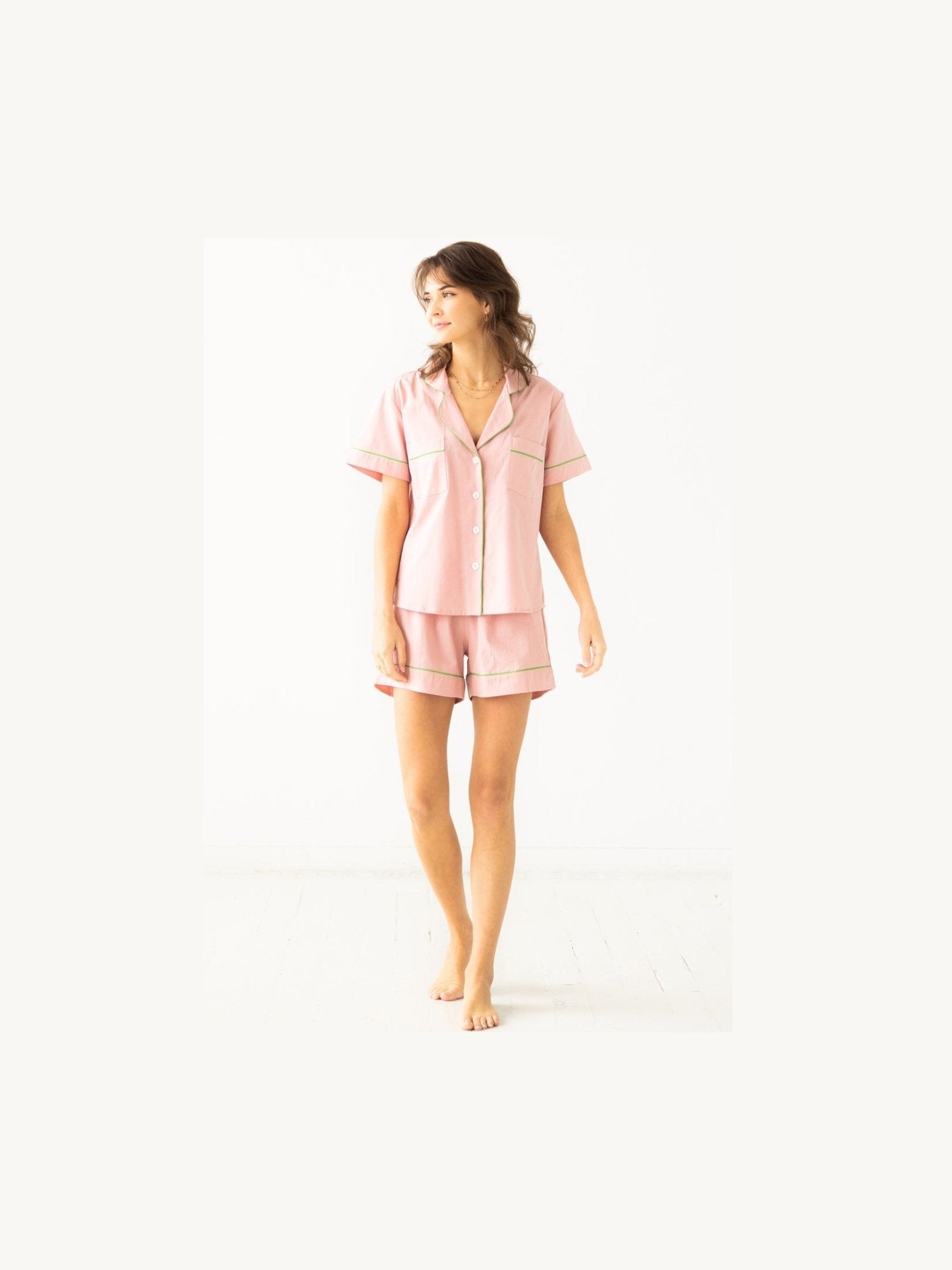 SALUA Classic Shorties Pajamas in Woven Cotton - Courbe et Compagnie
