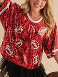 Sequin Football Top - Sparkling Half-Sleeve Blouse | Femstylo - Courbe et Compagnie