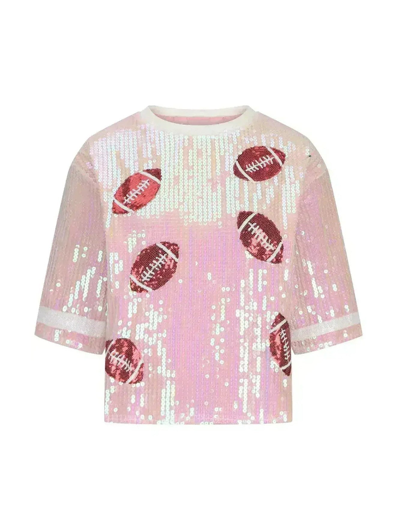 Sequin Football Top - Sparkling Half-Sleeve Blouse | Femstylo - Courbe et Compagnie