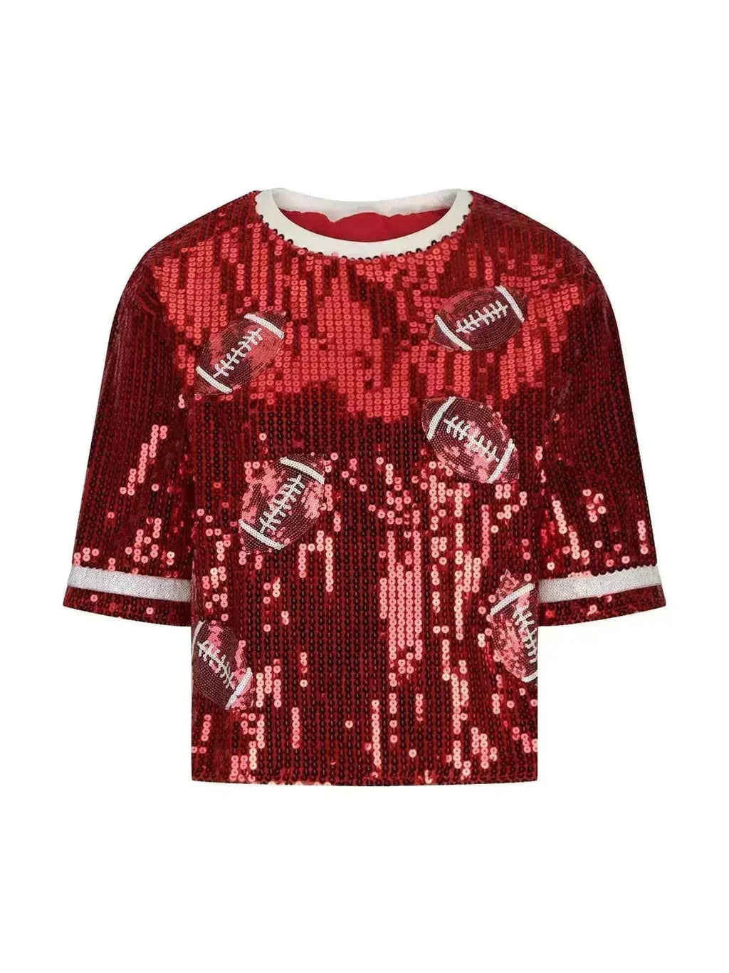 Sequin Football Top - Sparkling Half-Sleeve Blouse | Femstylo - Courbe et Compagnie