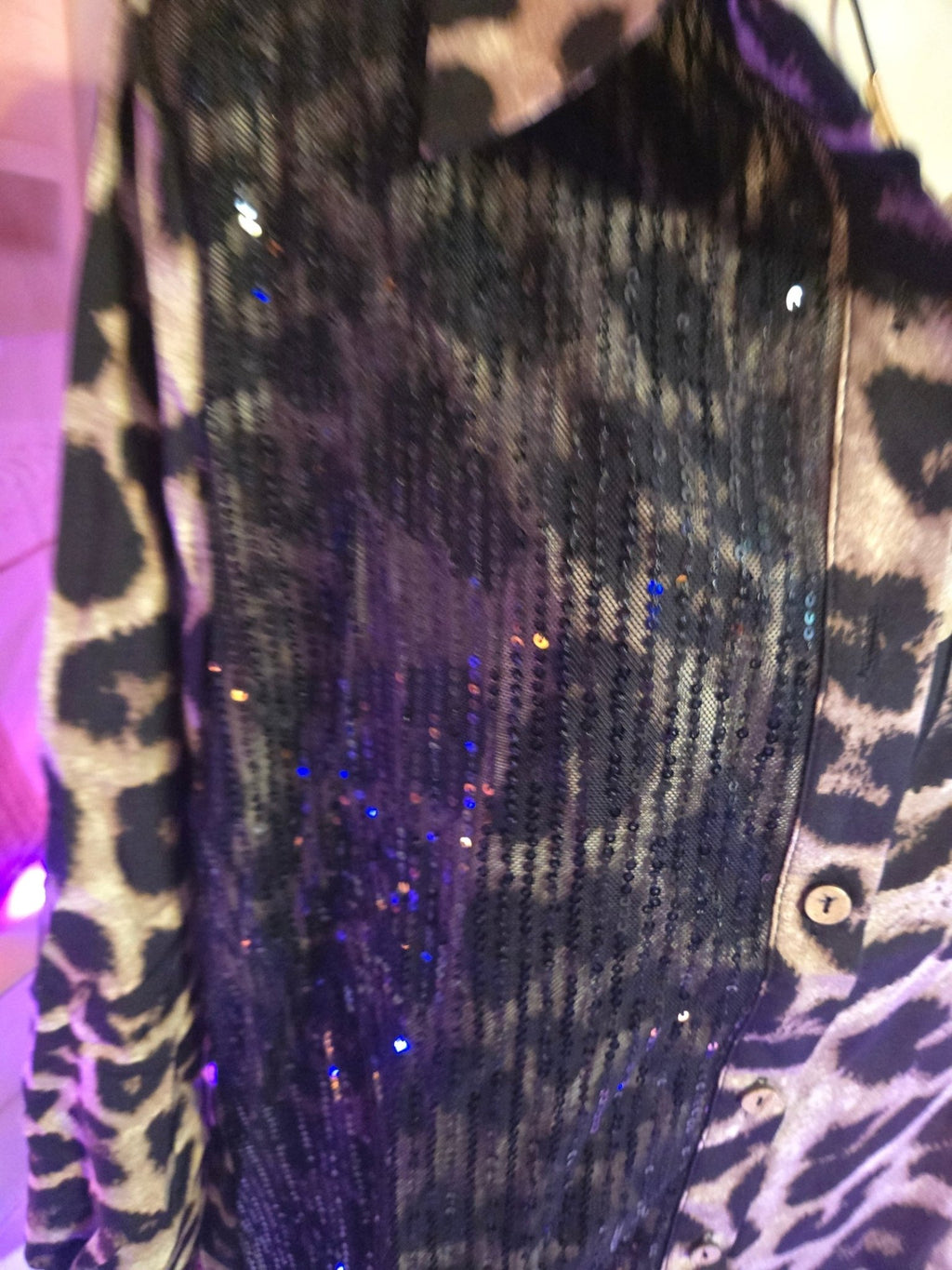 Sequin Leopard Print Button Down Blouse – Glam Wild Long Sleeve Top - Courbe et Compagnie