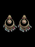 SER21 Ruby emerald pearl gold plated silver chandbali earrings ( READY TO SHIP ) - Courbe et Compagnie
