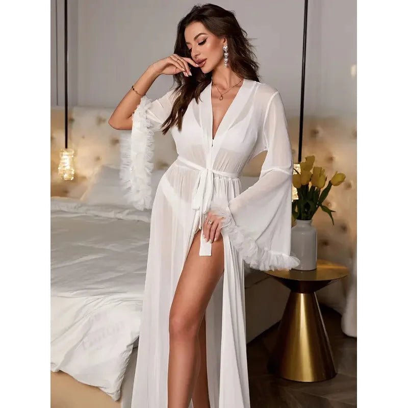 Sexy See-through Lace Sleepwear 2026 New Style Leisure Home Sleep Robe Use Comfortable Polyester Fabric Four Seasons universal - Courbe et Compagnie