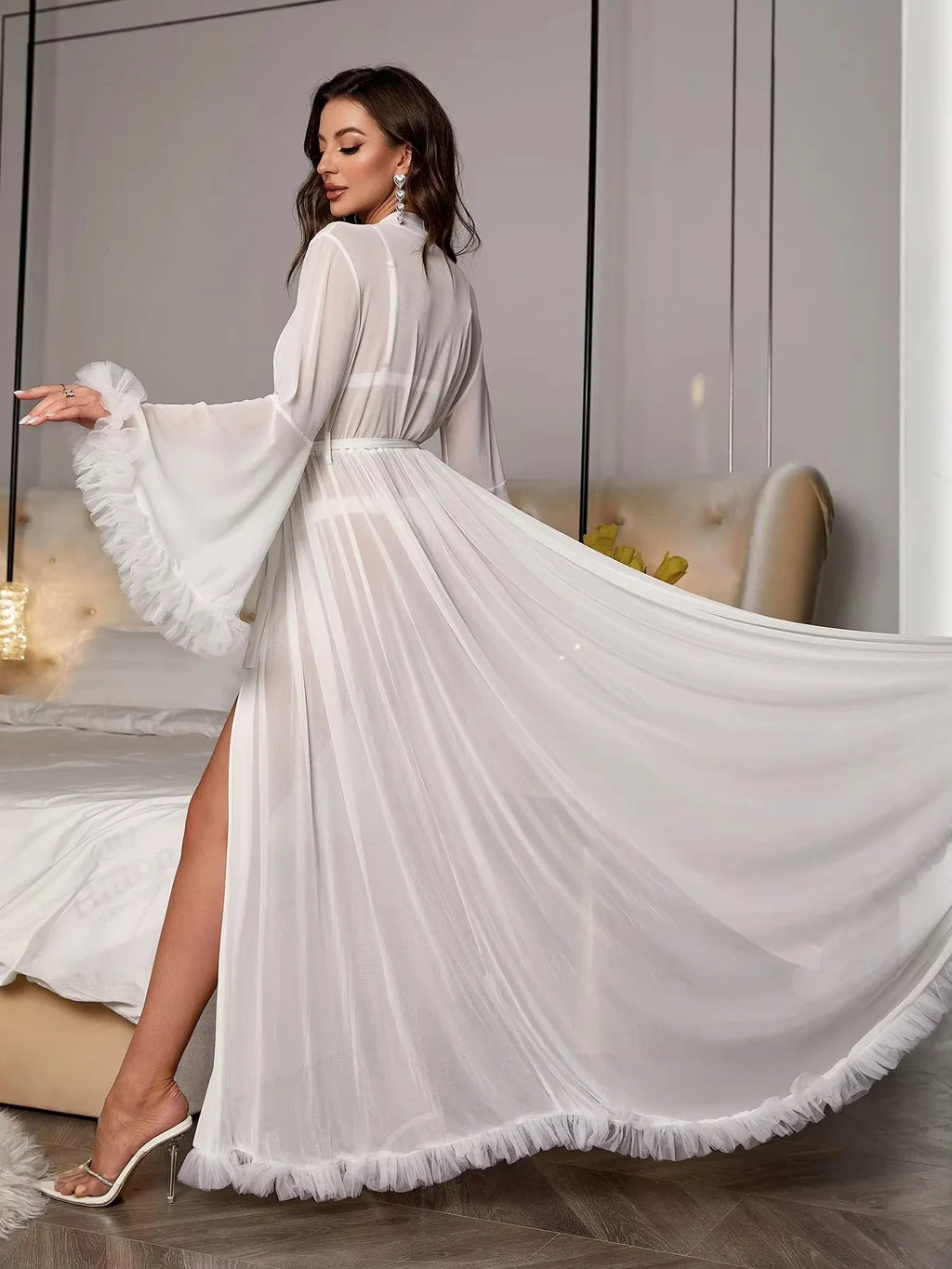 Sexy See-through Lace Sleepwear 2026 New Style Leisure Home Sleep Robe Use Comfortable Polyester Fabric Four Seasons universal - Courbe et Compagnie