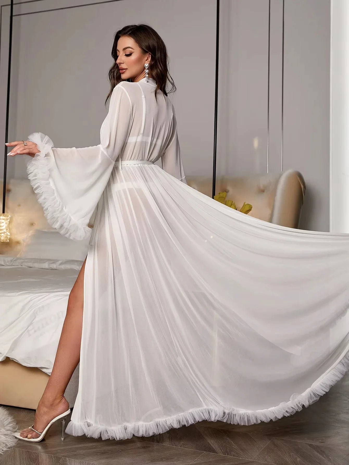 Sexy See-through Lace Sleepwear 2026 New Style Leisure Home Sleep Robe Use Comfortable Polyester Fabric Four Seasons universal - Courbe et Compagnie