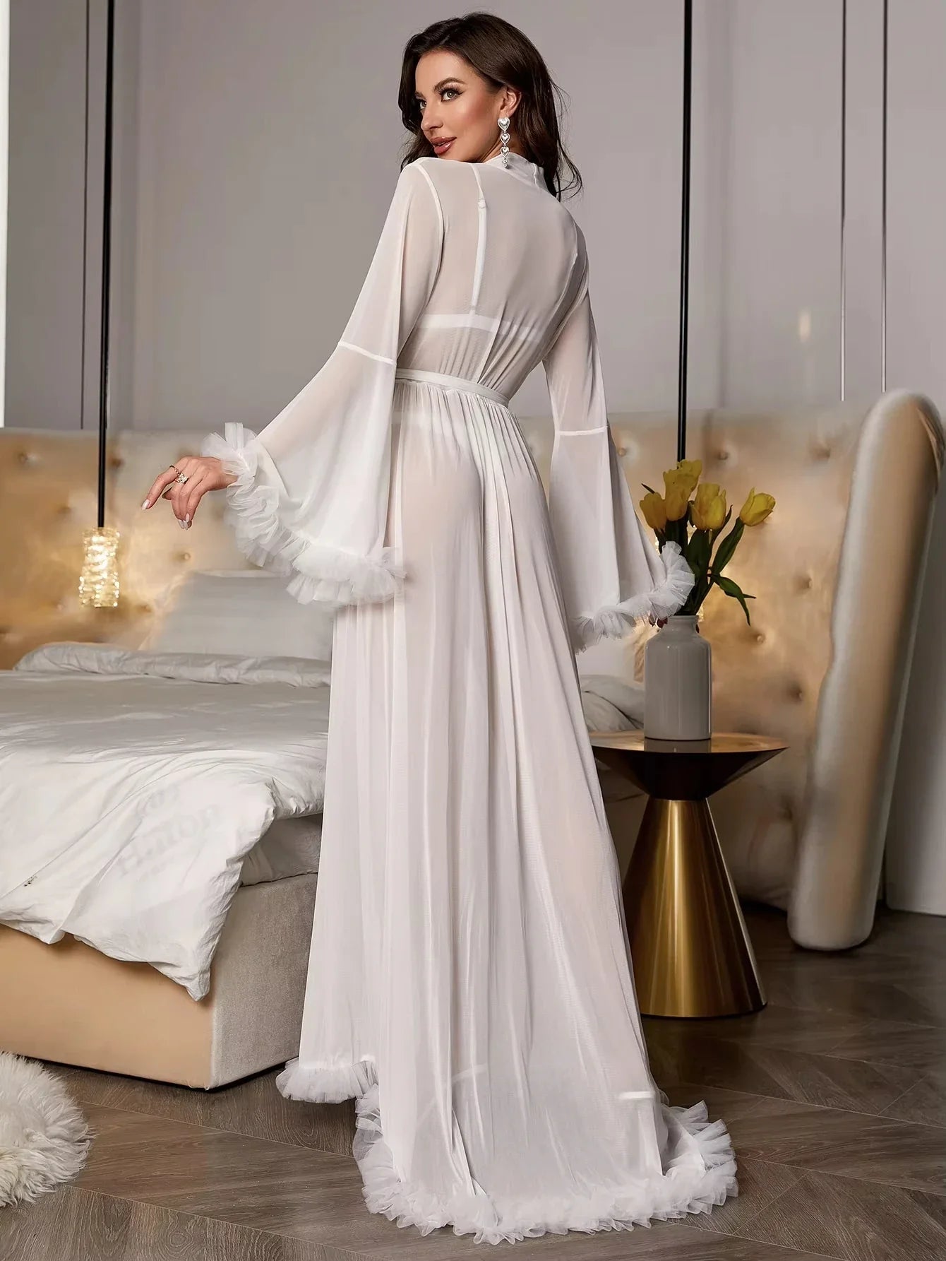Sexy See-through Lace Sleepwear 2026 New Style Leisure Home Sleep Robe Use Comfortable Polyester Fabric Four Seasons universal - Courbe et Compagnie
