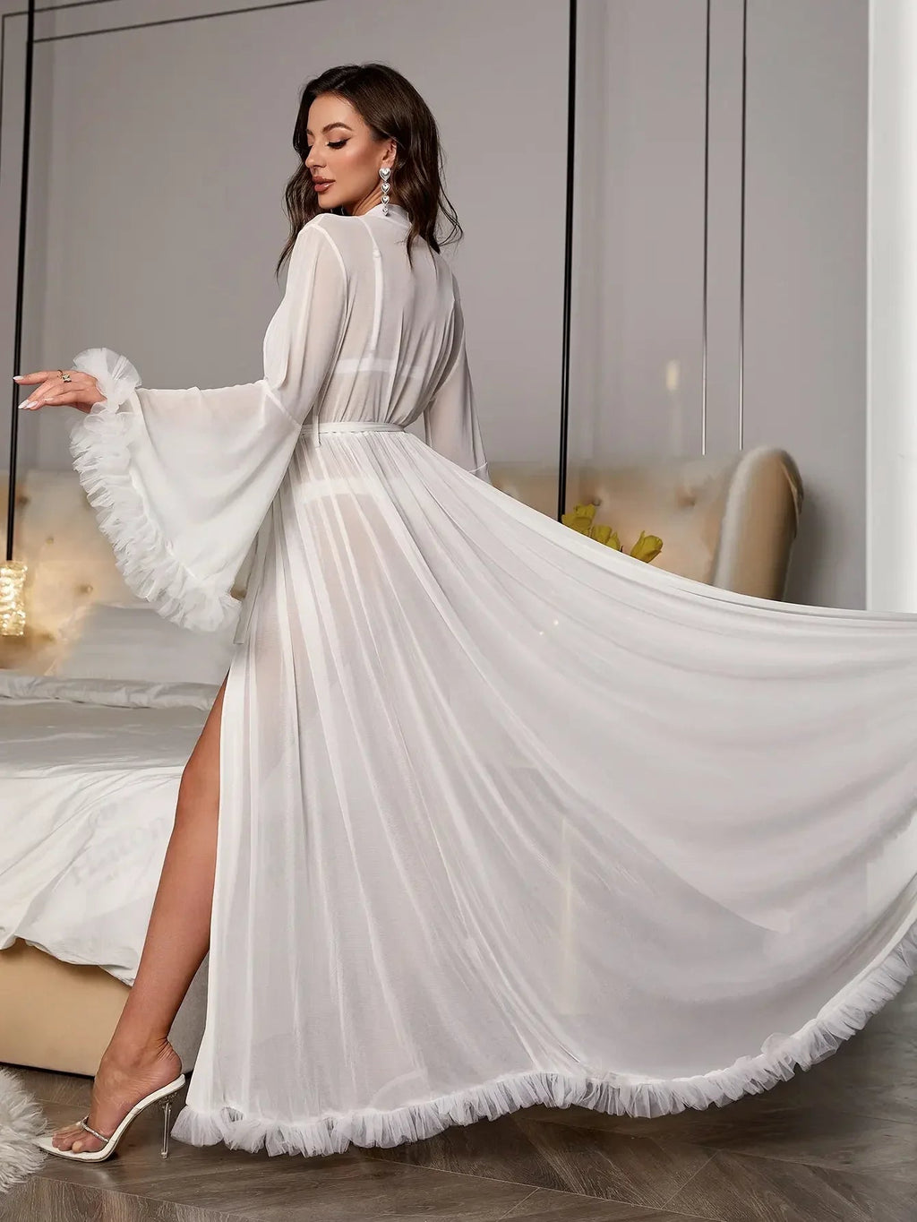 Sexy See-through Lace Sleepwear 2026 New Style Leisure Home Sleep Robe Use Comfortable Polyester Fabric Four Seasons universal - Courbe et Compagnie