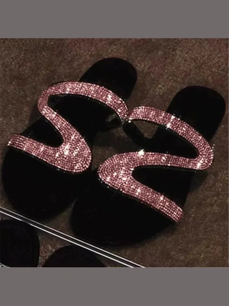 Sexy Women Sandals Summer Beach Shallow Mouth Rhinestones Ladies Fashion Show Comfortable Light Shoes Sandalias Femininas - Courbe et Compagnie