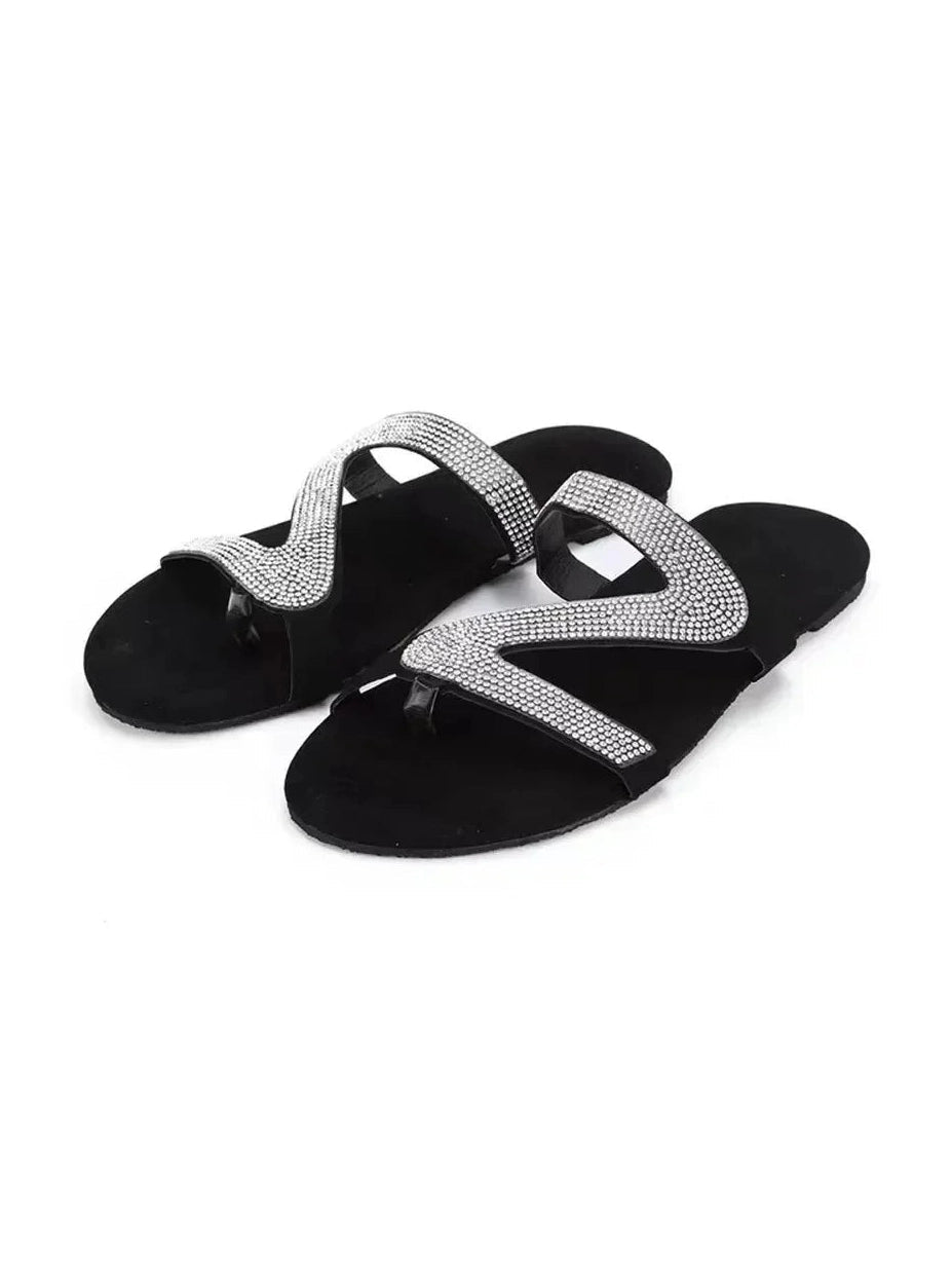 Sexy Women Sandals Summer Beach Shallow Mouth Rhinestones Ladies Fashion Show Comfortable Light Shoes Sandalias Femininas - Courbe et Compagnie