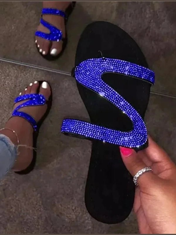 Sexy Women Sandals Summer Beach Shallow Mouth Rhinestones Ladies Fashion Show Comfortable Light Shoes Sandalias Femininas - Courbe et Compagnie