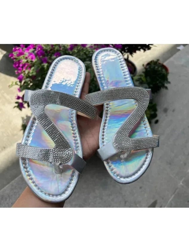 Sexy Women Sandals Summer Beach Shallow Mouth Rhinestones Ladies Fashion Show Comfortable Light Shoes Sandalias Femininas - Courbe et Compagnie
