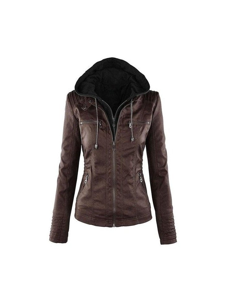 Shenandoah Womens Real Leather Hooded Jacket - Courbe et Compagnie