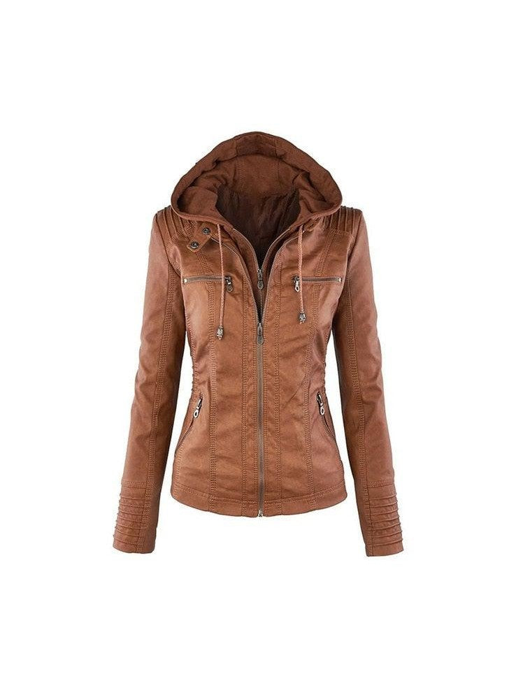Shenandoah Womens Real Leather Hooded Jacket - Courbe et Compagnie