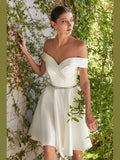 Short Satin Off The Shoulder Dress - Courbe et Compagnie