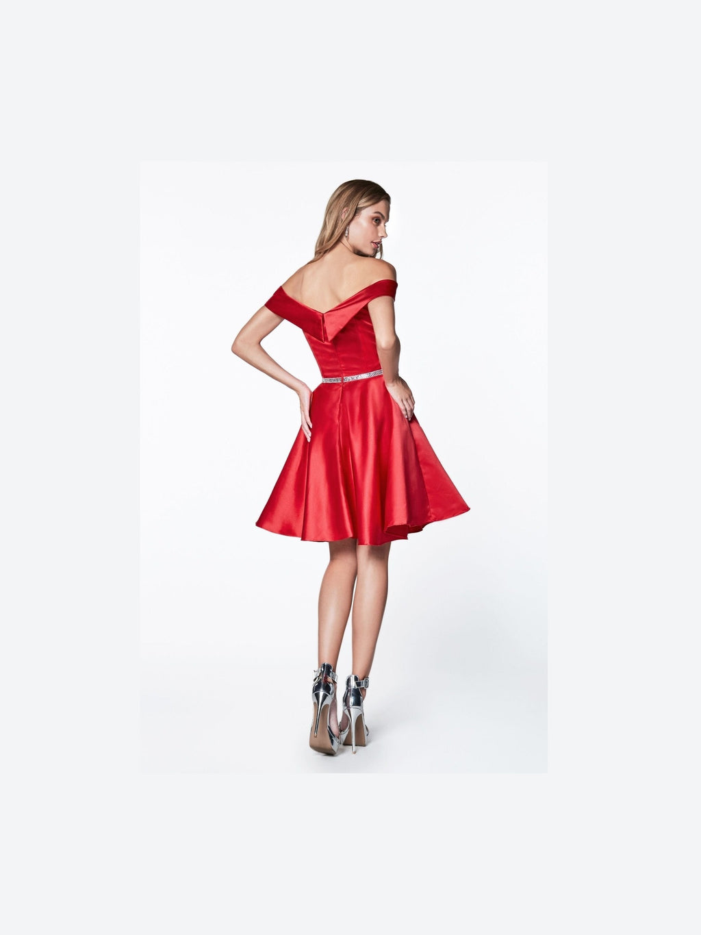 Short Satin Off The Shoulder Dress - Courbe et Compagnie