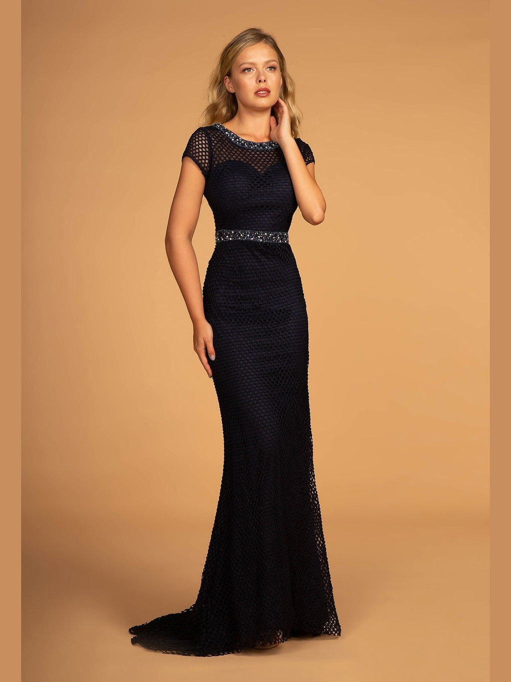 Short Sleeve Netting Mermaid Long Dress - Courbe et Compagnie
