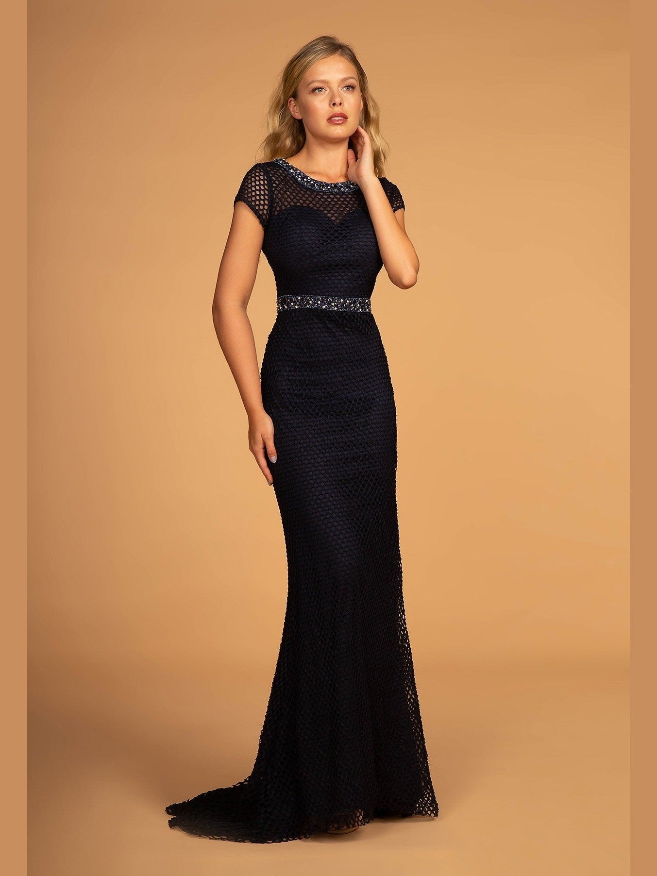 Short Sleeve Netting Mermaid Long Dress - Courbe et Compagnie