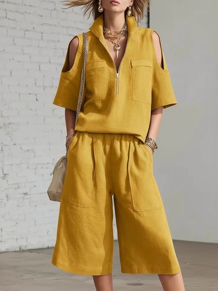 Short-Sleeve Shirt & Loose Shorts Two-Piece Set | Casual - Courbe et Compagnie
