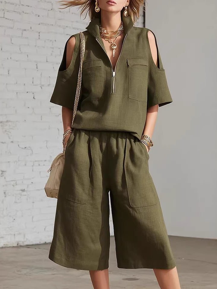 Short-Sleeve Shirt & Loose Shorts Two-Piece Set | Casual - Courbe et Compagnie