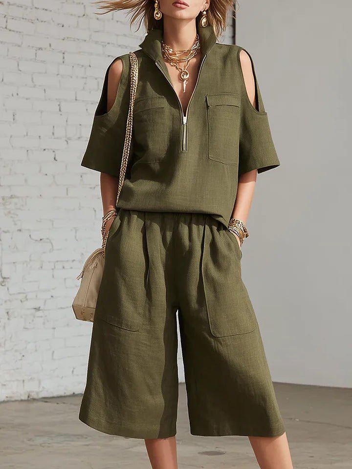Short-Sleeve Shirt & Loose Shorts Two-Piece Set | Casual - Courbe et Compagnie