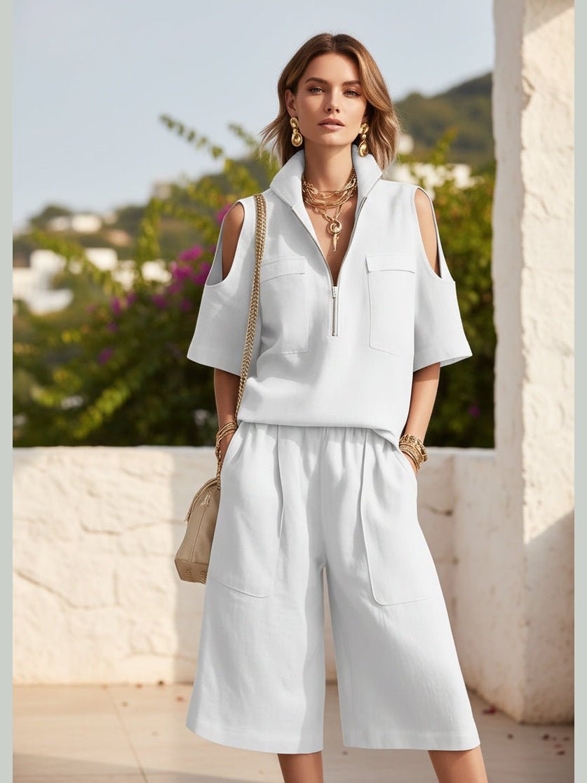 Short-Sleeve Shirt & Loose Shorts Two-Piece Set | Casual - Courbe et Compagnie