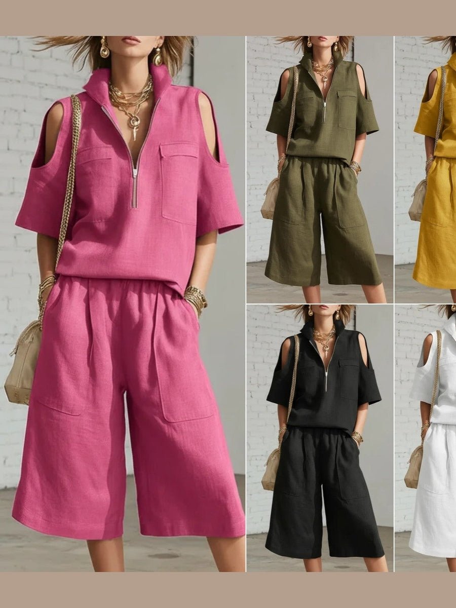 Short-Sleeve Shirt & Loose Shorts Two-Piece Set | Casual - Courbe et Compagnie