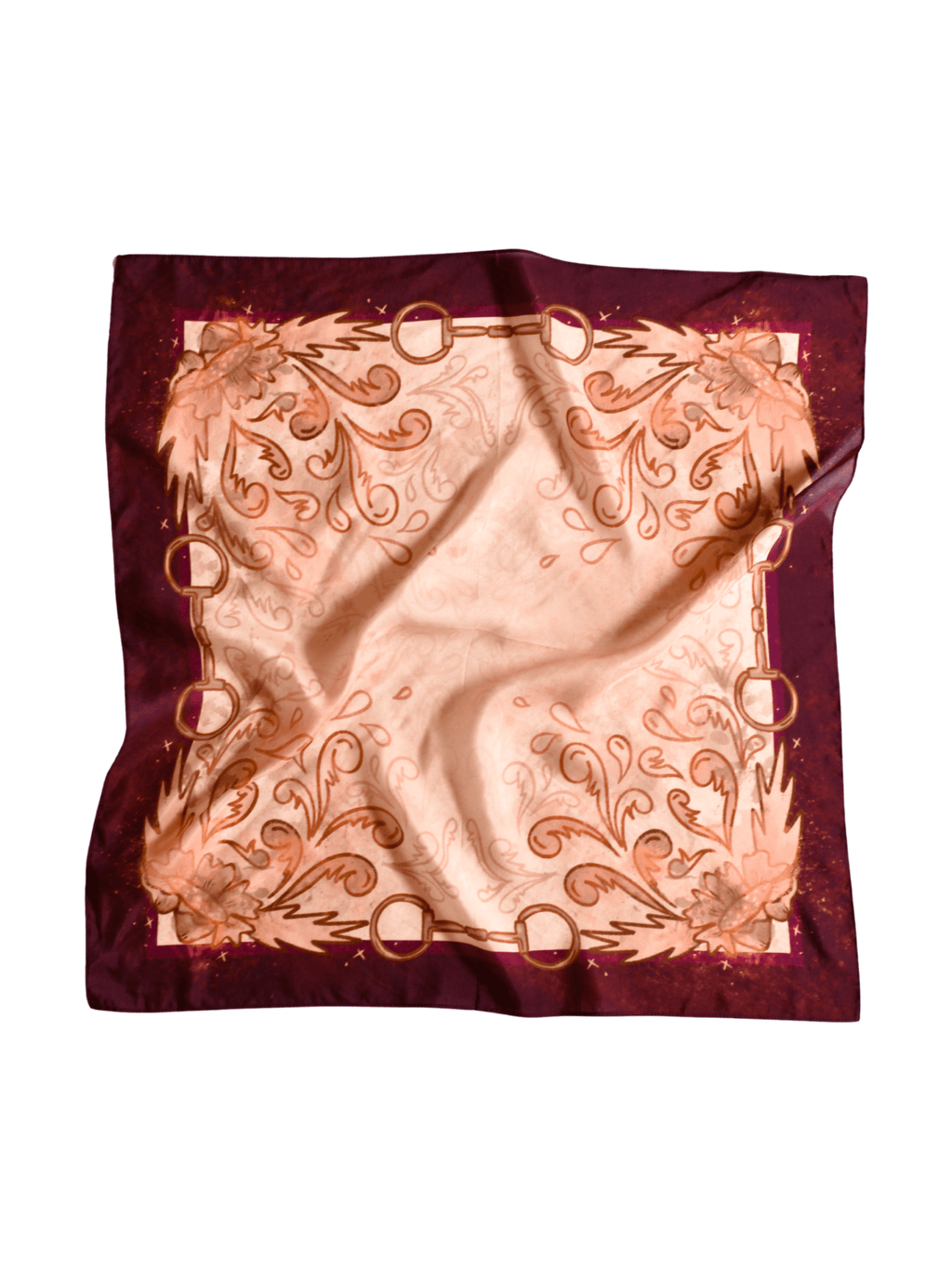 Show Day D Ring Snaffle Bit Large 100% Mulberry Silk 35x35: Wild Rag Scarf in Vintage Plum - Courbe et Compagnie